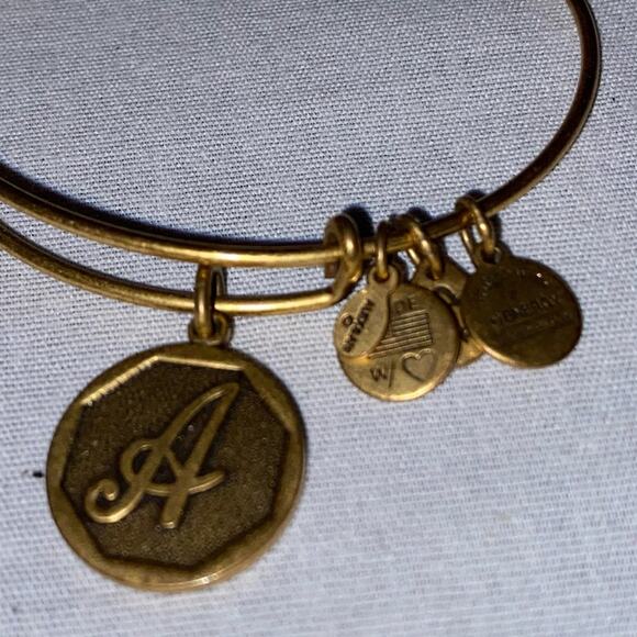 Alex and Ani Letter A Adjustable Initial Charm Bracelet Matte Goldtone Hardware - Picture 2 of 6